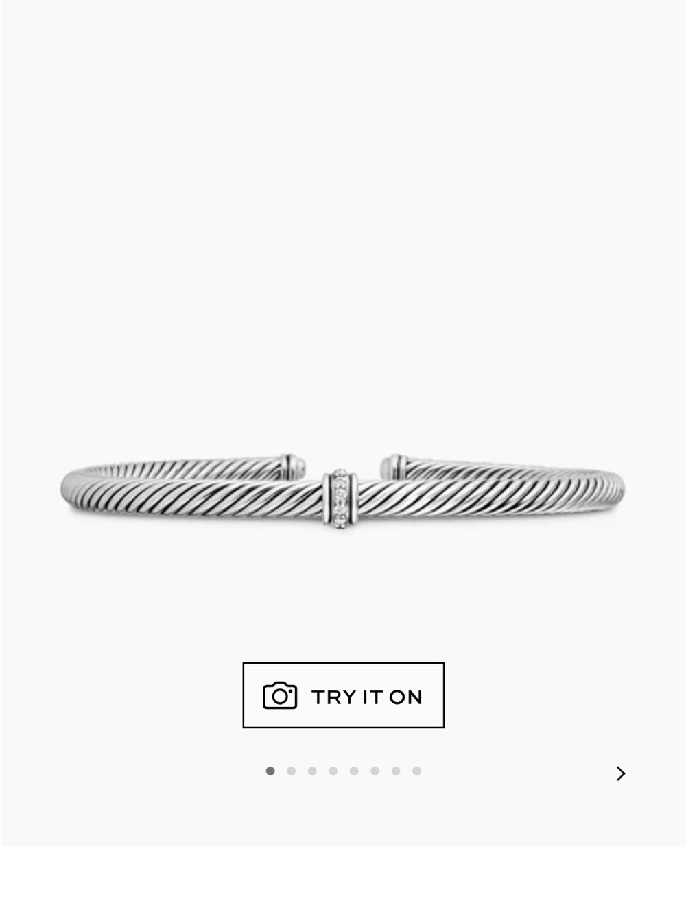 David Yurman Classic Cable Station Bracelet. Sterling silver with diamonds 4mm